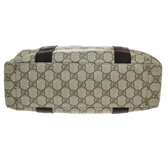 GUCCI Logo GG Pattern Hand Tote Bag PVC Leather Brown Made In Italy - Picture 4 of 16